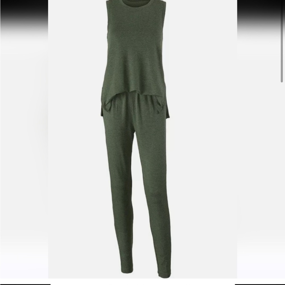 CABI Simple Playsuit Jumpsuit elastic waist  In Heathered Green Size S - Picture 3 of 9